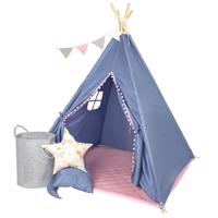 Teepee s vlajkami a košom blue-pink